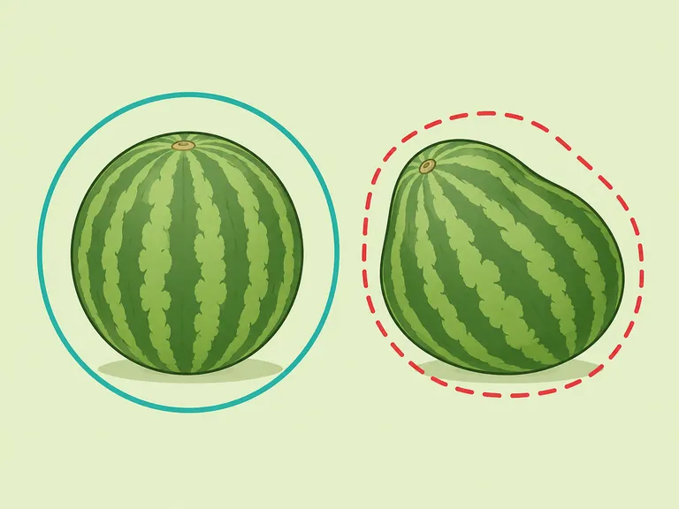 Comparison of an even watermelon shape and a lopsided one.