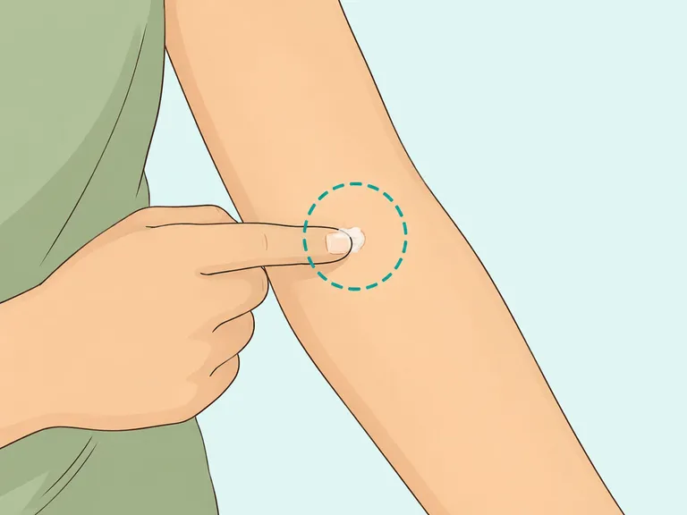 A small patch test of baking soda cream on the inner arm.