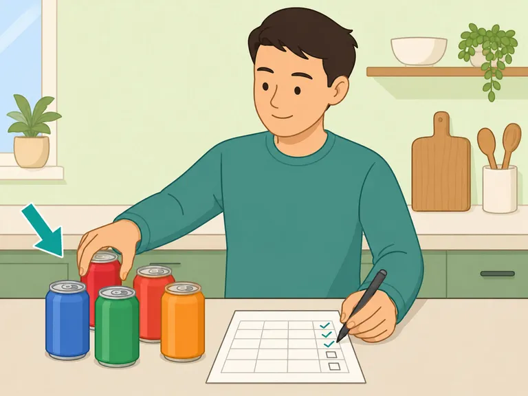 Person counting how many sodas they drink in a day.