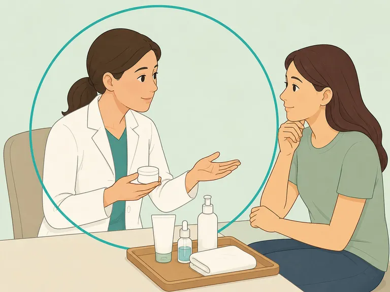 Patient discussing white spot treatment options with a dermatologist.