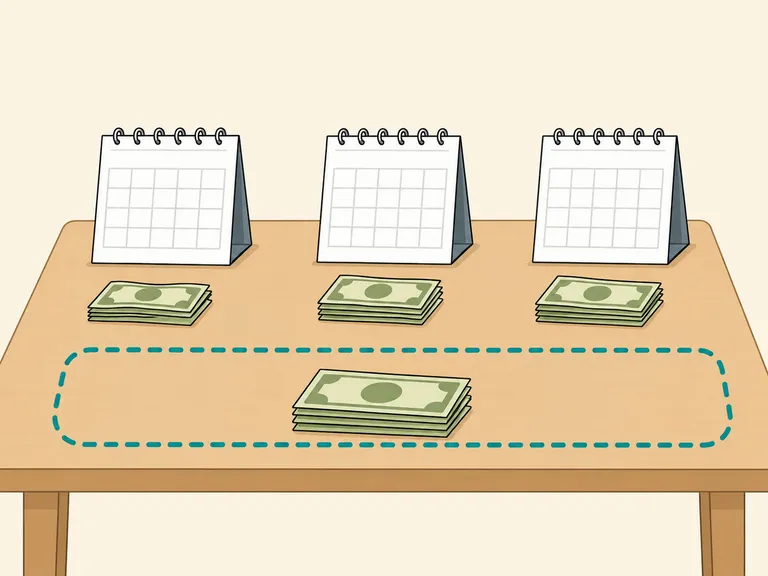 Three planned cash piles for different calendar visitors.