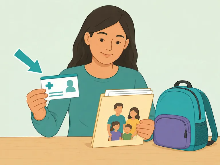 Parent reviewing health coverage information for a child.